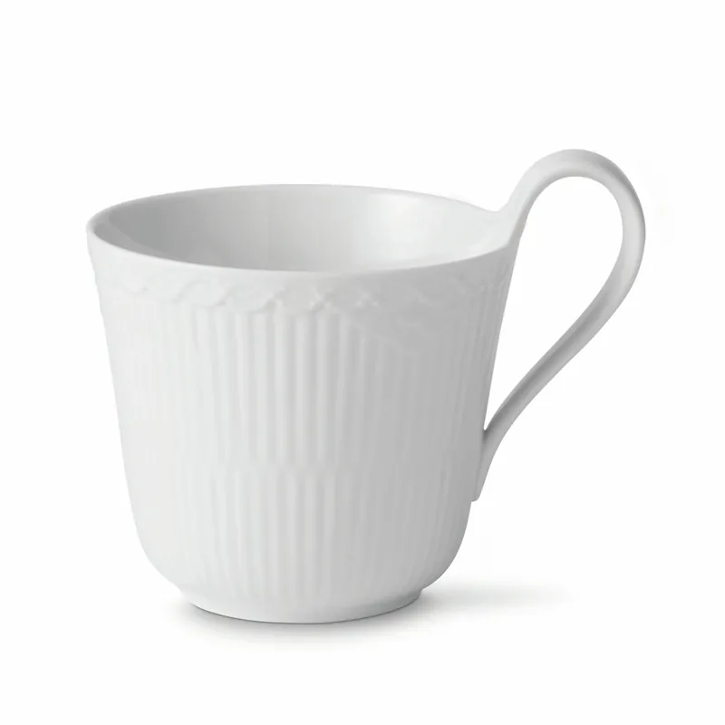 Billig White Fluted Half Lace kopp med högt handtag från Royal Copenhagen
