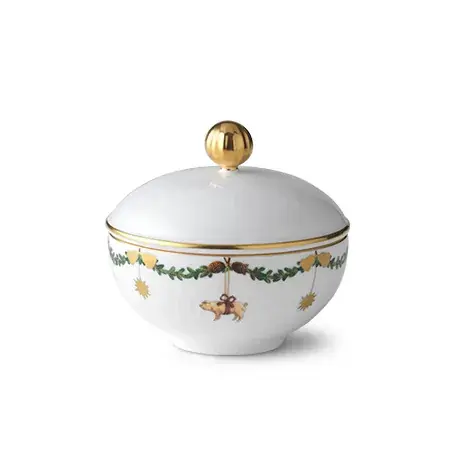 Bästa pris Star Fluted Christmas sockerskål med lock från Royal Copenhagen