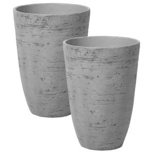 Trädgårdskruka Camia set om 2 Grå, 35x35x50 cm Grå, 35x35x50 cm - Trädgård & spabad Outlet