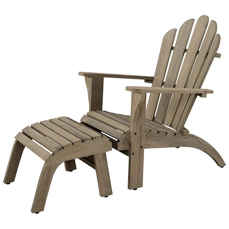 Adirondackstol Inkl. Fotpall Teak Nyhet