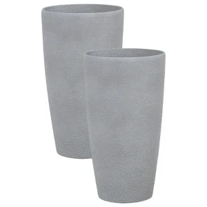 Trädgårdskruka Abdera set om 2 Grå, 31x31x58 cm Grå, 31x31x58 cm - Trädgård & spabad Snabb frakt