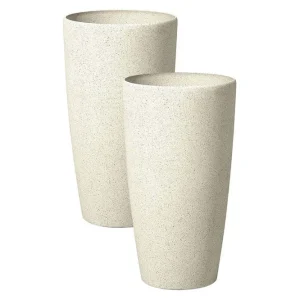 Trädgårdskruka Abdera set om 2 Beige, 23x23x42 cm Beige, 23x23x42 cm - Trädgård & spabad I lager