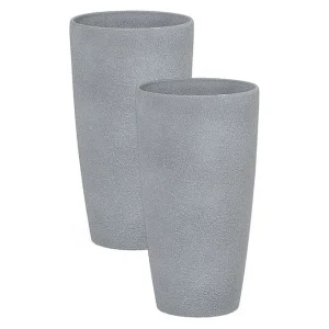 Beställ nu Trädgårdskruka Abdera set om 2 Grå, 23x23x42 cm Grå, 23x23x42 cm - Trädgård & spabad