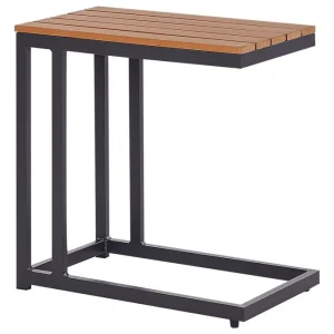 Trädgårdsbord Messina Ljus trä/svart, 35x60x59 cm Ljus trä/svart, 35x60x59 cm - Utemöbler Fynd