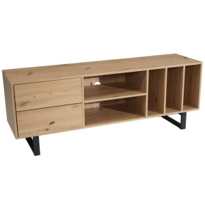 Wohnling Lowboard Wohnling modernt spånskiva, 2 lådor, förvaringsbrickor, metallben, modern stil Ek Ek - Möbler Erbjudandepris