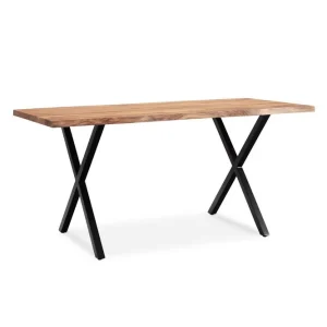 Wohnling Matbord Wohnling Massivt trä med trädkanter, rektangulär, lantlig stil Svart, korsad, 180x90 cm Svart, korsad, 180x90 cm - Möbler Begränsat erbjudande