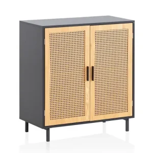 Wohnling Sideboard Wohnling Melaminbelagd MDF 80 cm 2 dörrar med wienerflätning modern - Förvaring Erbjudandepris