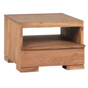 Endast denna vecka Wohnling Sängbord Wohnling Massivt trä med låda och hylla i låg design i lantlig stil Akacia Akacia - Möbler