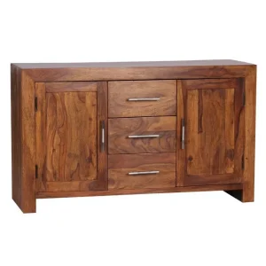 Wohnling Sideboard Wohnling Massivt trä 118 x 40 cm 2 dörrar 3 lådor lantstil - Möbler Erbjudandepris