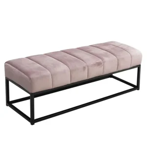 Wohnling Bänk Wohnling sammet klädd modern vadderad elegant metallram Rosa Rosa - Möbler Köp online