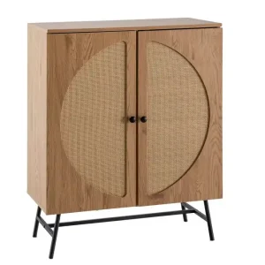 Rea Wohnling Sideboard Wohnling Folierad spånskiva ekoptik halvcirkel rottingväv look 2 dörrar modern - Möbler
