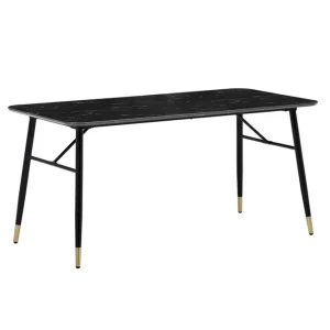 Sista chansen Wohnling Matbord Wohnling Modern stil MDF med metallben med gyllene spetsar Marmor, Svart, 200x90 cm Marmor, Svart, 200x90 cm - Möbler