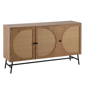 Wohnling Sideboard Wohnling Folierad spånskiva ekoptik halvcirkel rottingväv look 3 dörrar modern - Möbler Erbjudande