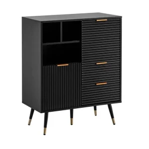 Wohnling Sideboard Wohnling Folierad spånskiva ekoptik 77 cm 2 dörrar 2 lådor förvaringsutrymme modern - Möbler Billigare