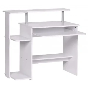 Begränsat antal Wohnling Skrivbord Wohnling för dator med hjul, tangentbord utdragbar, modern stil Vit Vit - Möbler