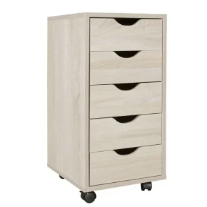 Rabatter Wohnling Rullkontejner Wohnling 5 lådor med folierad spånskiva och hjul, modern stil Sonoma Sonoma - Förvaring