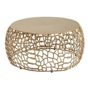 Köp nu Wohnling Soffbord Wohnling aluminiumgjutning, rund 60 cm handgjord, modern stil Guld Guld - Möbler