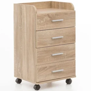 Wohnling Rullkontejner Wohnling 4 lådor med hjul, förvaringsbricka, foliebelagd spånskiva, modern stil Sonoma Sonoma - Förvaring Lägg i varukorgen