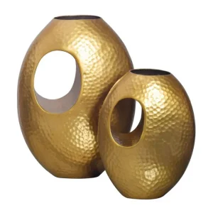 Fri frakt Wohnling Vas Wohnling Set om 2 Aluminium Hamrad look, modern loftstil Guld Guld - Inredning