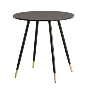 Kampanjpris Wohnling Matbord Wohnling Rund 75 cm marmorerad modern gyllene tippsben Marmor, Svart Marmor, Svart - Möbler