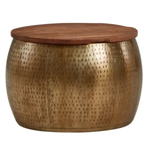 Wohnling Soffbord Wohnling Rund diameter 60 cm förvaringsutrymme massivt bordsytor lantlig stil - Möbler Fynd