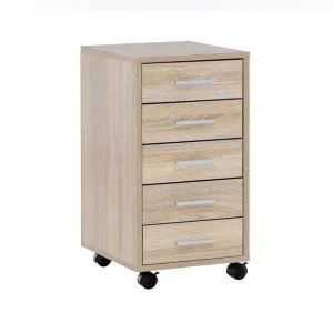 Wohnling Rullkontejner Wohnling 5 lådor med hjul, folierad spånskiva, modern stil Sonoma Sonoma - Förvaring Lågt pris
