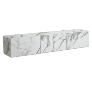 Begränsat erbjudande Wohnling Lowboard Wohnling Folierad upphängning med luckdörr, modern Marmor, Vit, 160 cm Marmor, Vit, 160 cm - Möbler