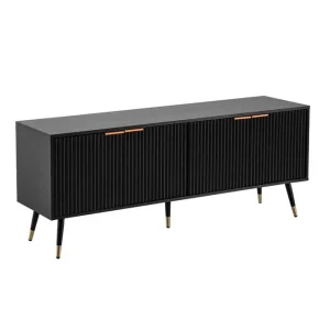 Wohnling Lowboard Wohnling Spånskiva Svart Folierad med 2 Dörrar Modern Ek med Metallben - Möbler Bästa pris