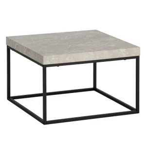 Wohnling Soffbord Wohnling fyrkant 60 cm stenoptikstil, klassisk metallram, modern look Beige Beige - Möbler Endast idag