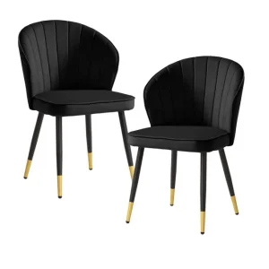 Wohnling Matstol Wohnling sammet klädd med metallben, modern loftstil Svart Svart - Möbler Lågt pris