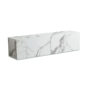 Endast denna vecka Wohnling Lowboard Wohnling Folierad upphängning med luckdörr, modern Marmor, Vit, 120 cm Marmor, Vit, 120 cm - Möbler