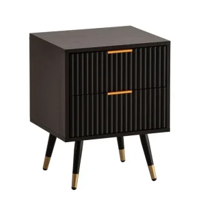 Kampanjpris Wohnling Sängbord Wohnling Modern look med 2 lådor tillverkade av spånskiva med ek-effekt glansiga höjdpunkter - Möbler