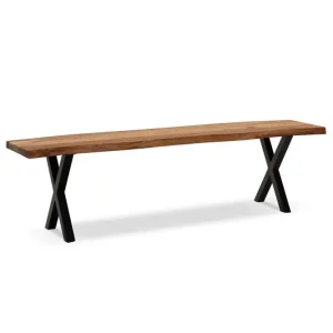 Wohnling Matbänk Wohnling Massivt trä med metallben träd kant lantligt Svart, korsad, 180 cm Svart, korsad, 180 cm - Möbler Nyhet