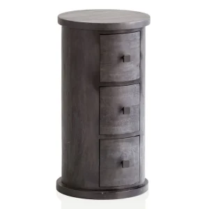 Wohnling Sideboard Wohnling Runt massivt trä lantlig stil Svart, 3 lådor Svart, 3 lådor - Förvaring Extra rabatt