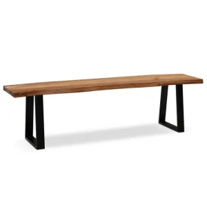 Wohnling Matbänk Wohnling Massivt trä med metallben träd kant lantligt Svart, Rak, 160 cm Svart, Rak, 160 cm - Möbler Nyhet