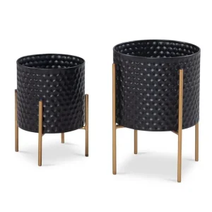Fynd Vas Wohnling Set om 2 Aluminium Blomväxtkruka 3D-Cirkelyta Modern - Inredning