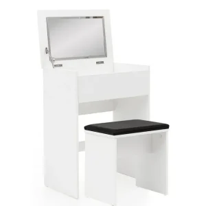 Wohnling Sminkbord Wohnling Förvaringsutrymme för Osmetic White med spegelpall klassiskt modern - Möbler Populärt val