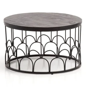 Expressleverans Wohnling Soffbord Wohnling Massivt trä rund 60 cm med modern metallram modern - Möbler