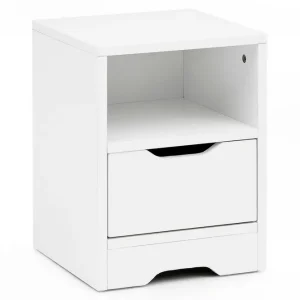 Wohnling Sängbord Wohnling Vit med 1 låda Enkel modern design och hylla - Möbler Fynd