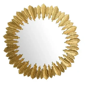 Nyhet Wohnling Spegel Wohnling Fjädrar metallram rund 68 cm modern - Inredning