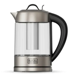 Begränsat erbjudande Black+Decker Vattenkokare Black+Decker i Glas med Te-filter 1.7L Silver - Hushåll
