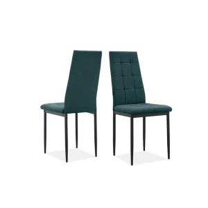 Trygg betalning Loft24 Matstol Becca, 2-pack Tyg/Metall, Mörkgrön Tyg/Metall, Mörkgrön - Möbler