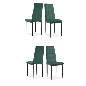 Loft24 Matstol Becca set om 4 Sammet/metall, Mörkgrön Sammet/metall, Mörkgrön - Möbler Fri frakt