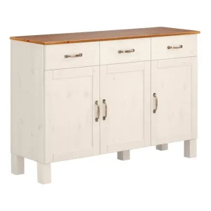 Loft24 Sideboard & skänk Loft24 Skänk Alby 125x38x85 cm, Vit/Honung Vit,Natur - Förvaring risnedsättning