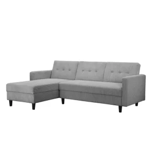 Rabatter Loft24 Bäddsoffa med enkeldivan utan schäslong Loft24 Bäddsoffa Hartford II 213x153x82 cm, Grå Grå - Möbler