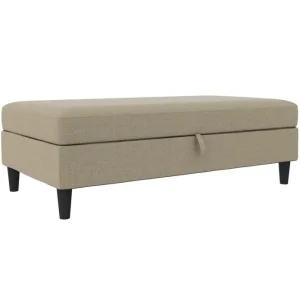 Beställ idag Loft24 Fotpall/pall Hartford Brun, Linnetyg Utseende (100% Polyester Brun, Linnetyg Utseende (100% Polyester - Möbler