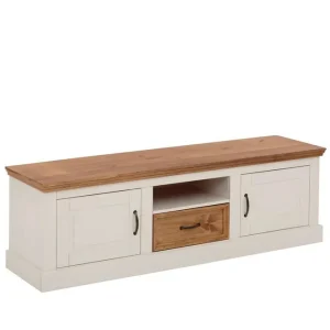 Erbjudande Loft24 Lowboard Selma Vit/Fläck/Vax Vit/Fläck/Vax - Möbler