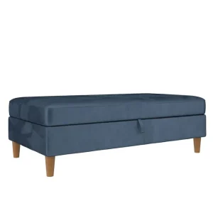 Loft24 Fotpall/pall Lilly Blå, Sammet/Trä/Plast Blå, Sammet/Trä/Plast - Möbler Lägg i varukorgen