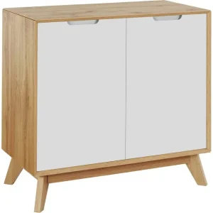Loft24 Skänk Ezra 80x40x75 cm, Wotan-ek/Vit 80x40x75 cm, Wotan-ek/Vit - Förvaring Kampanj