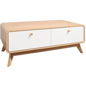 Endast idag Loft24 Lowboard Cassie 100x51x40 cm, Ek/Vit 100x51x40 cm, Ek/Vit - Möbler